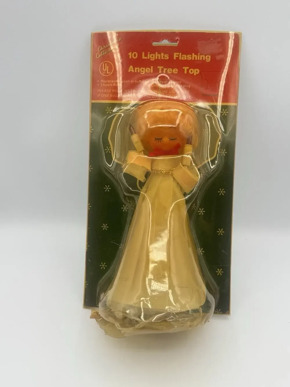 Vintage 10 Lights Flashing Angel Tree Topper 8